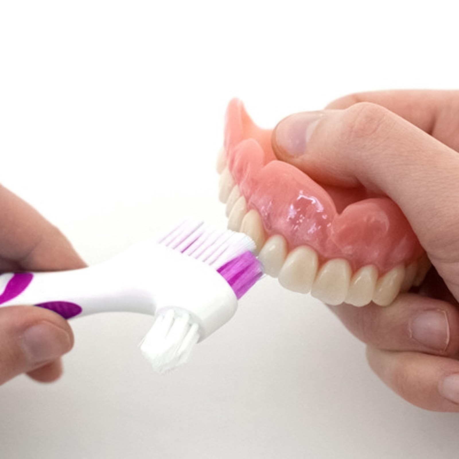 Denture Brush, 2 Pcs False Teeth Toothbrush with White Carrying Case, Multi-T...