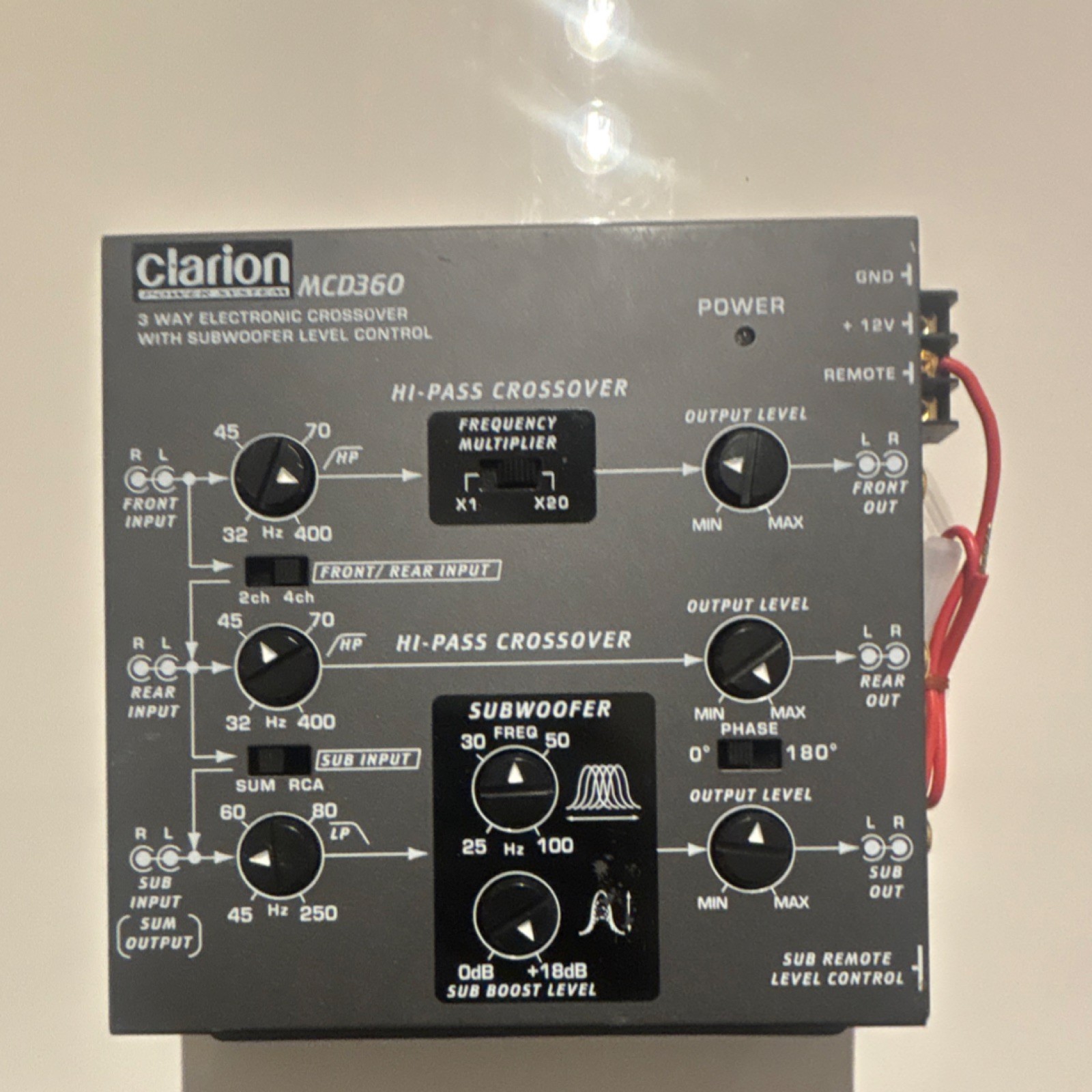 Clarion MCD360 3-Way Electronic Crossover Subwoofer Level Control