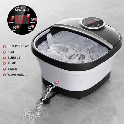 Collapsible Heated Foot Spa Bath with Massager, Bubbles, Timer & Temperature Con