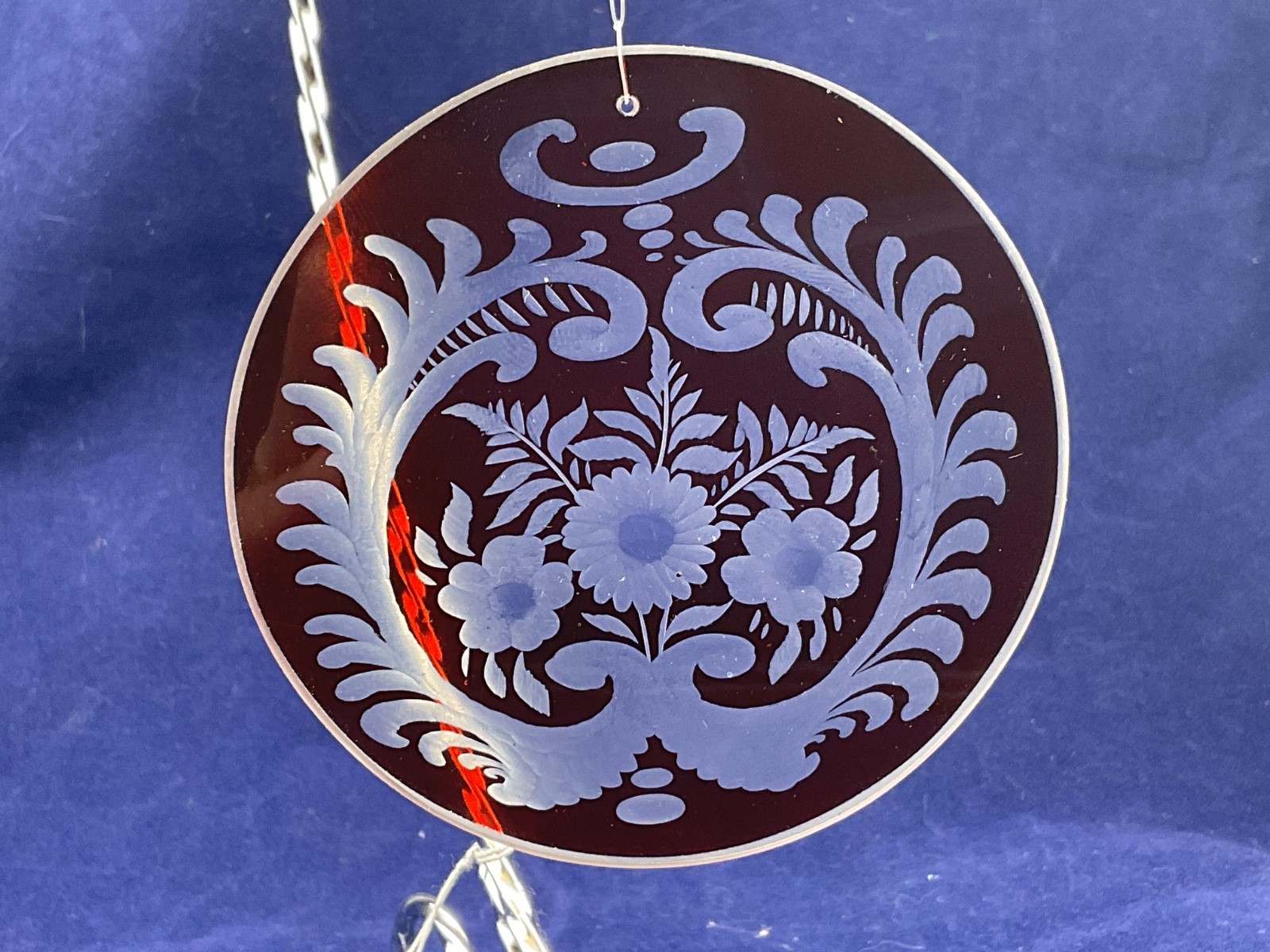 hand made hand engraved Egermann sun catcher Christmas ornament 053532
