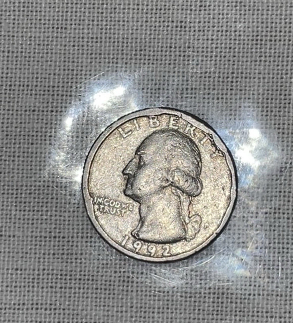 1992 P Quarter Error Coin Broadstruck In Cod We Trust Rare