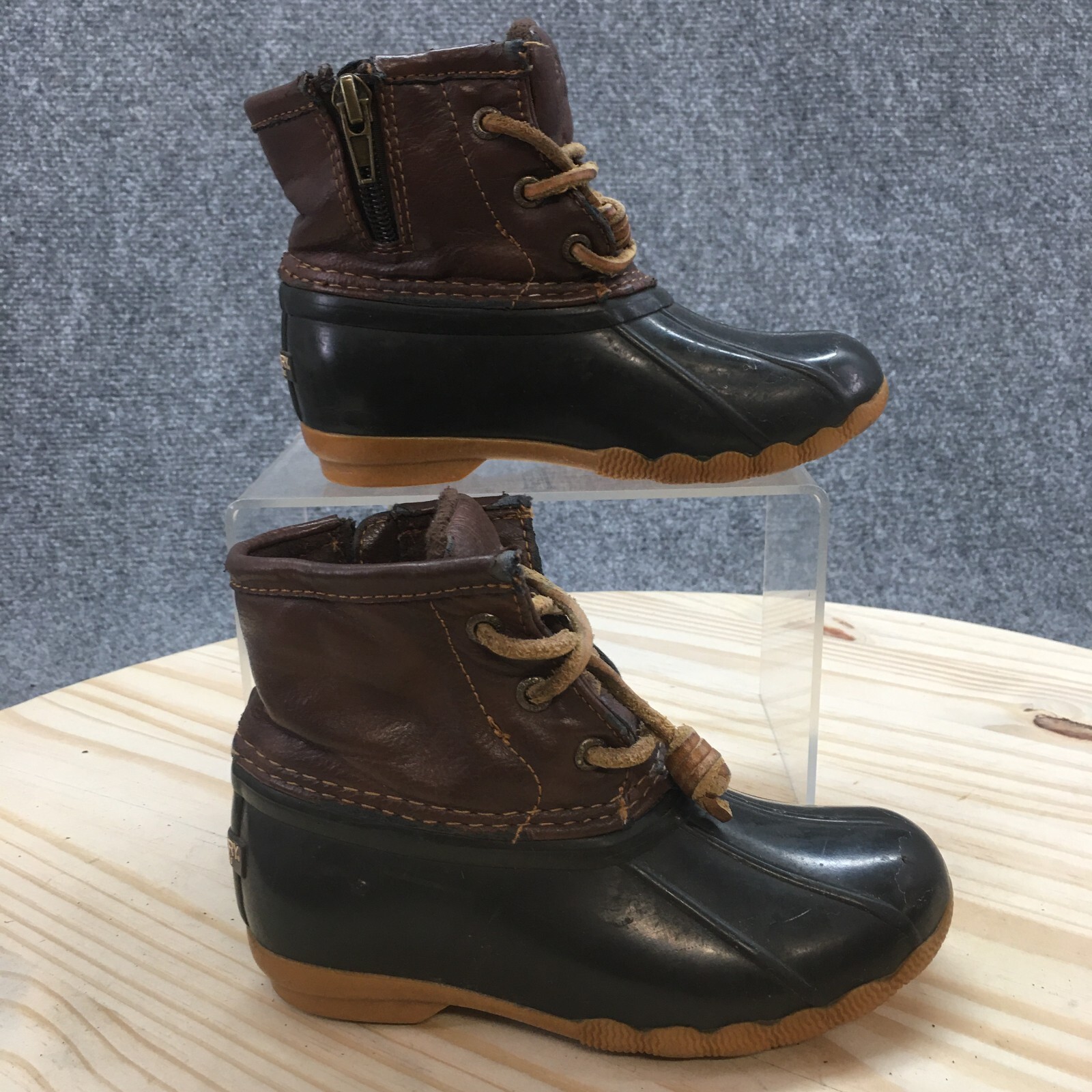 Sperry Boots Children 10 M Saltwater Ankle Booties Brown Rubber Waterproof