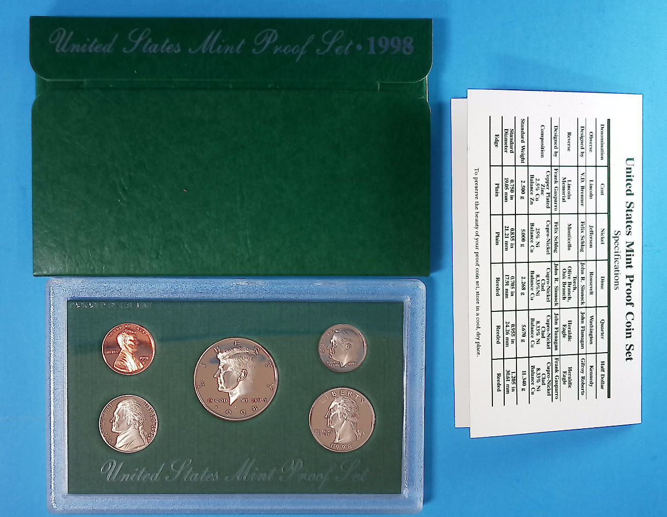 1998-S United States Mint Proof Set 5-Coins