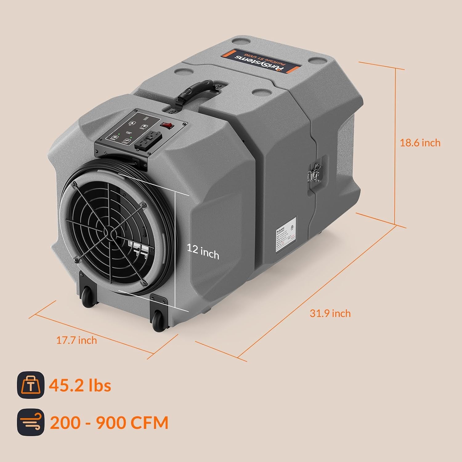 PURISYSTEMS PuriCare S1 UVIG Air Scrubber HEPA Purifier with Ion Generator/Light