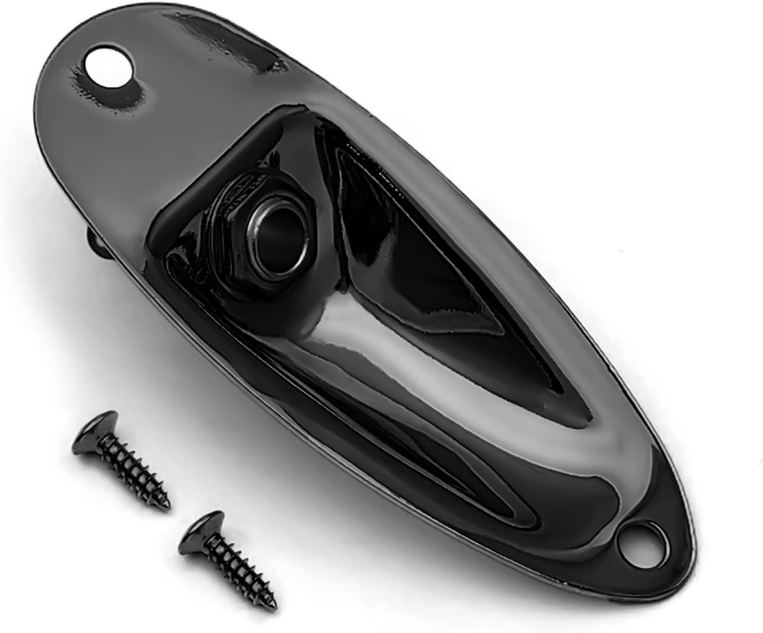 Black Guitar Boat Input Output Jack Plate Socket with Screws for Fender Strat