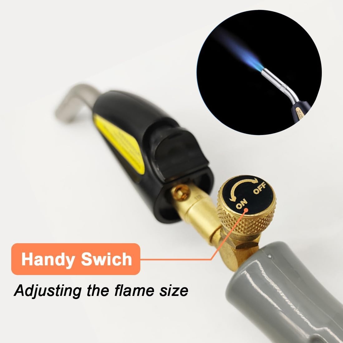 Propane Torch Head, Mapp Gas Torch with Trigger Start, Adjustable Flame Knob