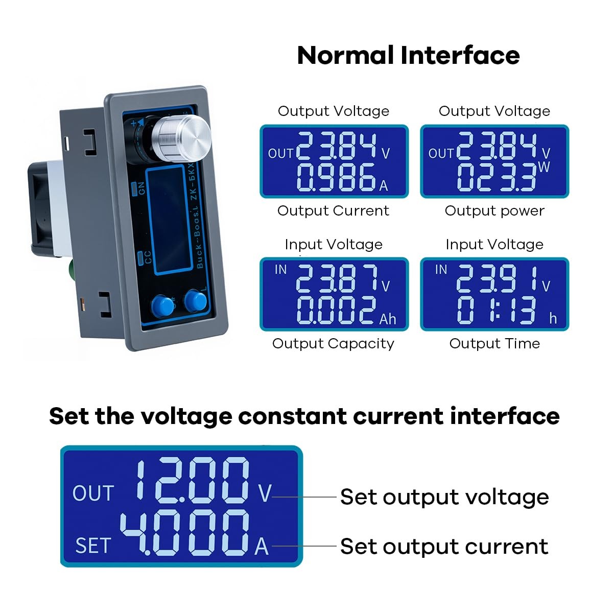 DC-DC Buck Boost Converter CC/CV 0.6-36V 5A Adjustable Lab Power Supply Module