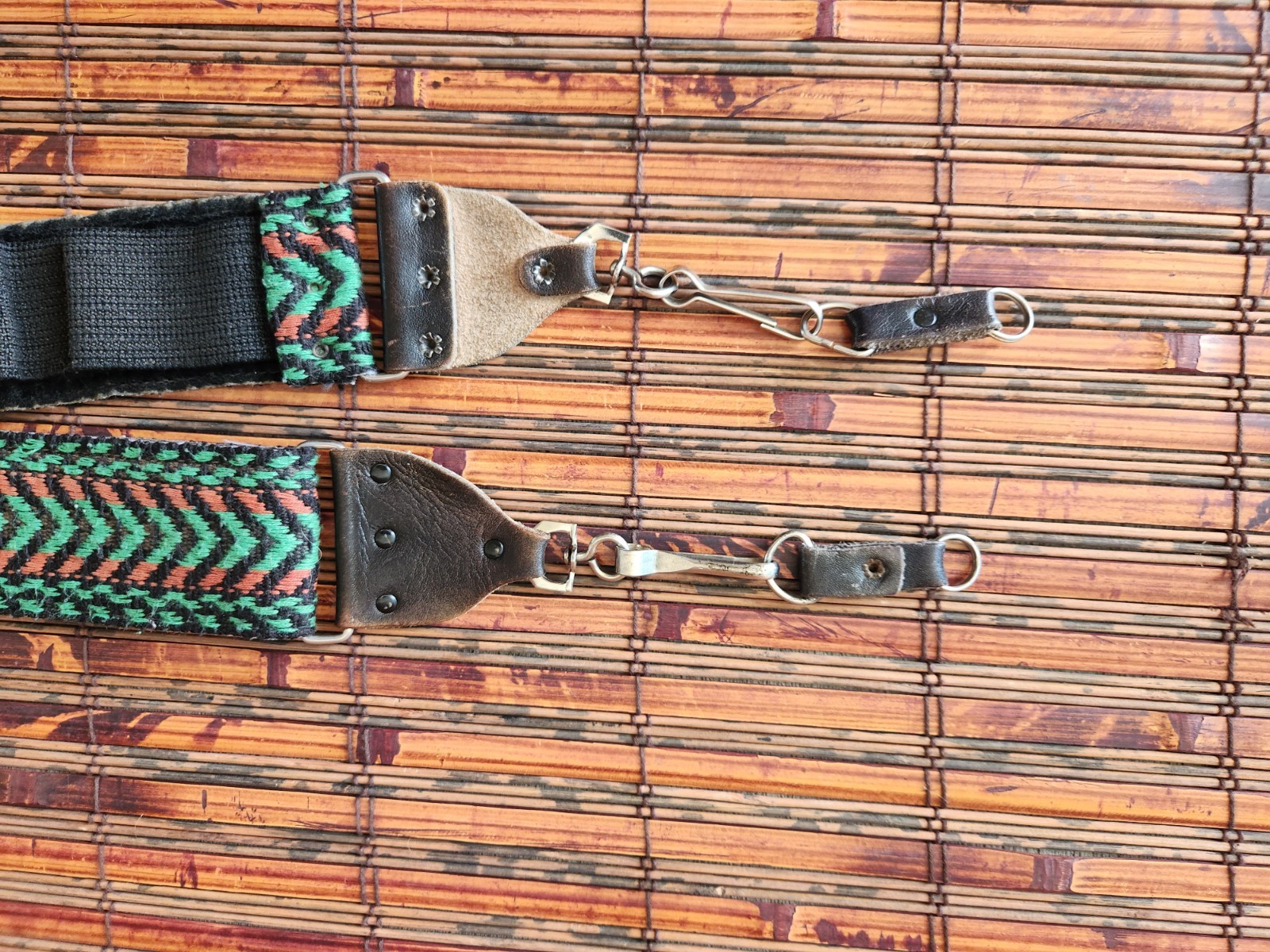 Hippie Camera Strap Adjustable Geometric Design Multicolor LEATHER ENDS 2" WIDE