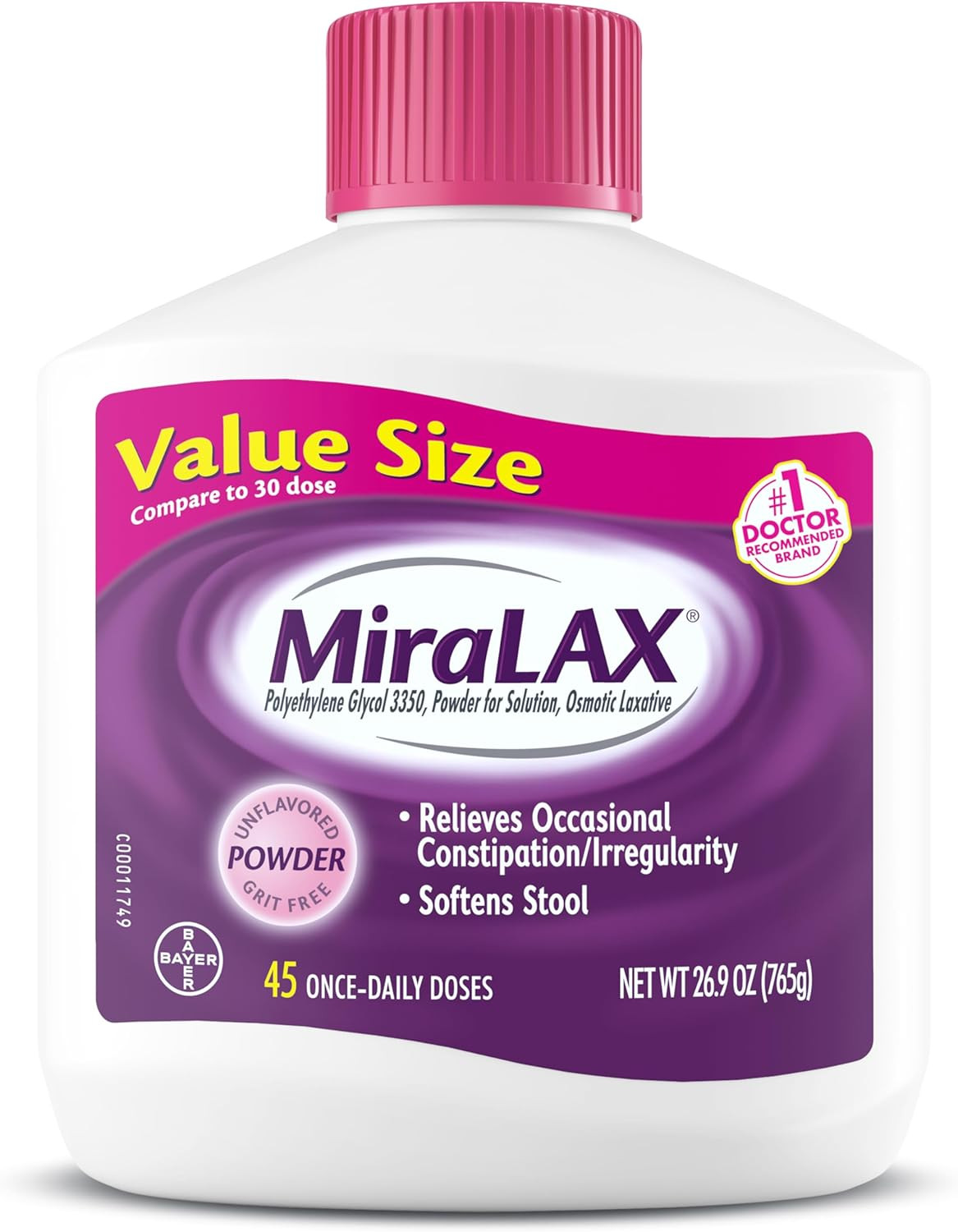 Laxative Powder, Gentle Constipation Relief for Adults, Stool Softener with PEG