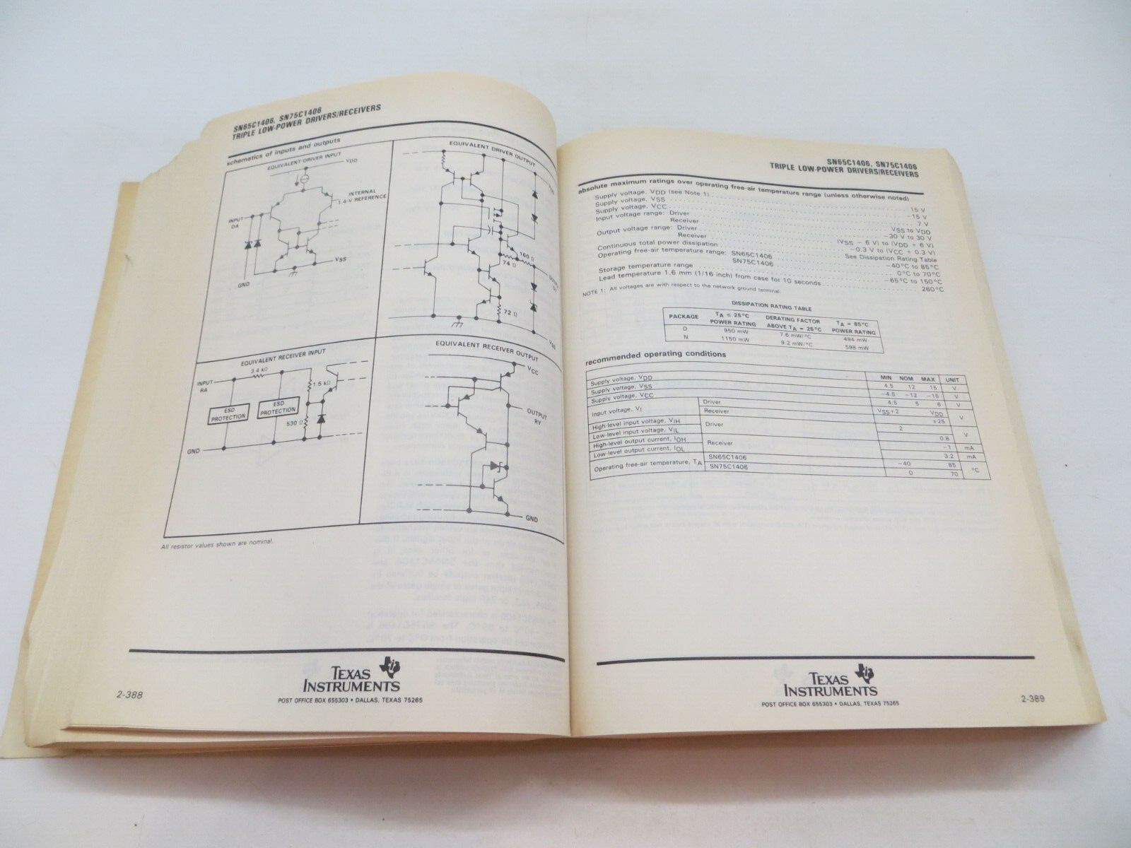 Texas Instruments Interface Circuits 1990 Data Book vintage tech book