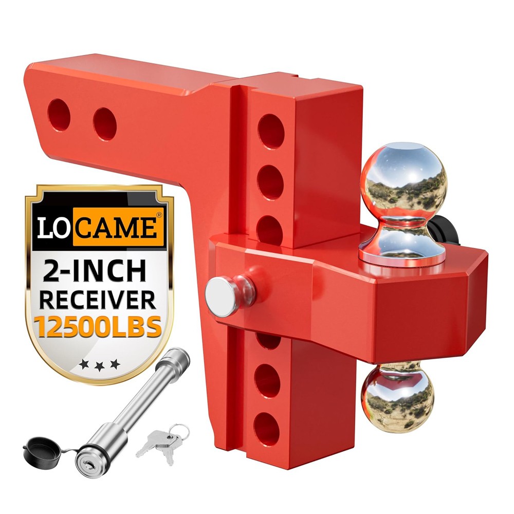 Adjustable Trailer Hitch 2" Receiver 6" Drop 12500 lb Dual Ball Heavy Duty
