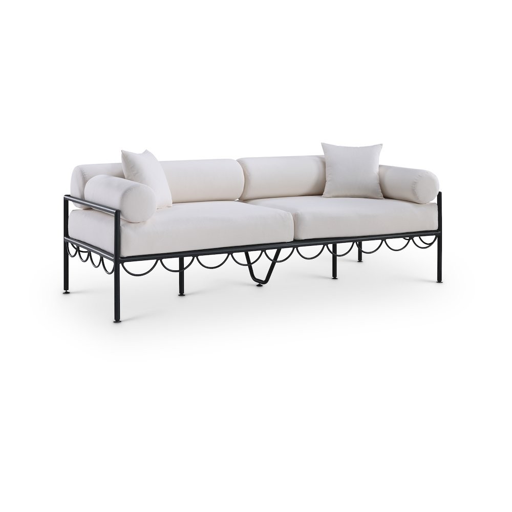 Portofino 85.75" Cream Water Repellent Fabric Outdoor Sofa