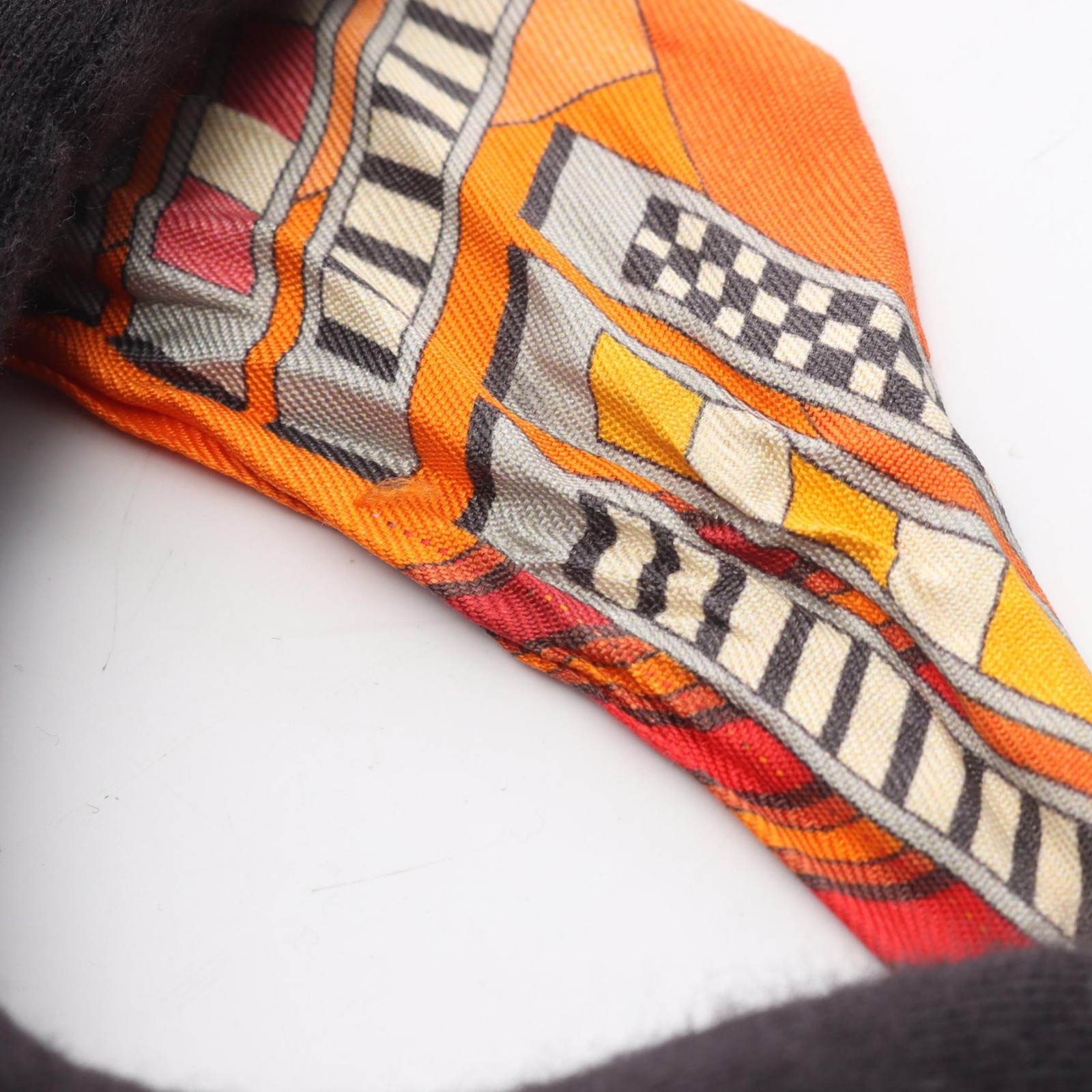 Hermes Twilly Brides Et Gris Scarf Clothing Silk Orange / Multicolor Used