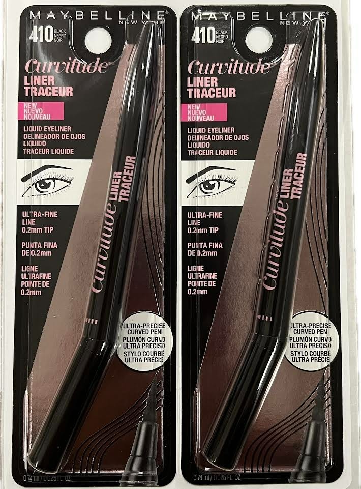 Maybelline Curvitude Liner, 410 Black, 0.027 oz. - 2 PACK
