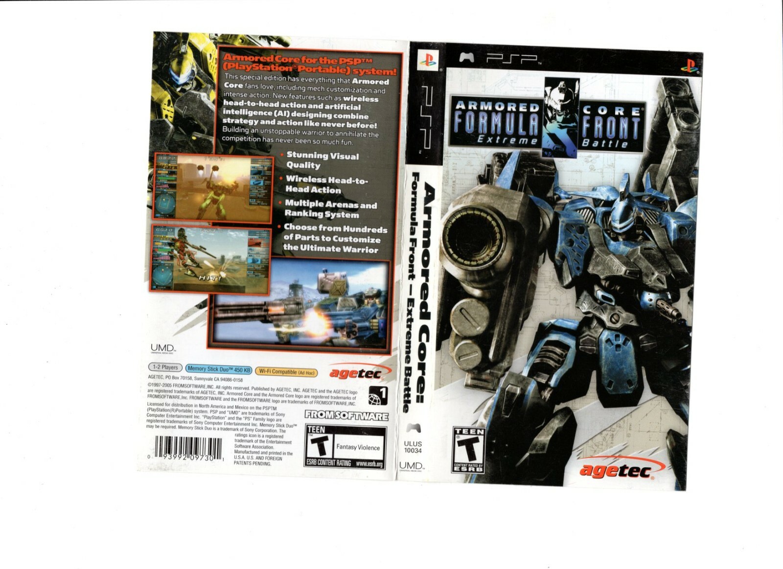 Armored Core Formula Front Extreme Battle PSP ARTWORK ONLY Authentic