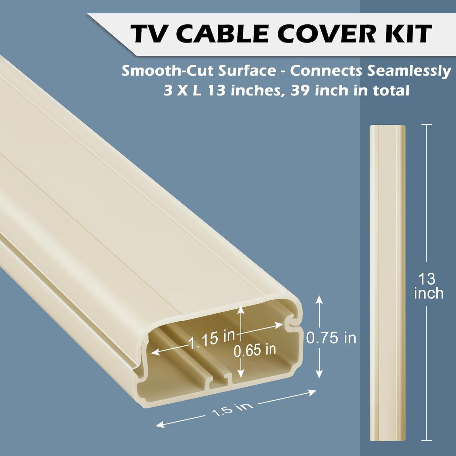 TV Cord Hider - 39in(3xL13in) Covers for Wall Mounted Large, Beige