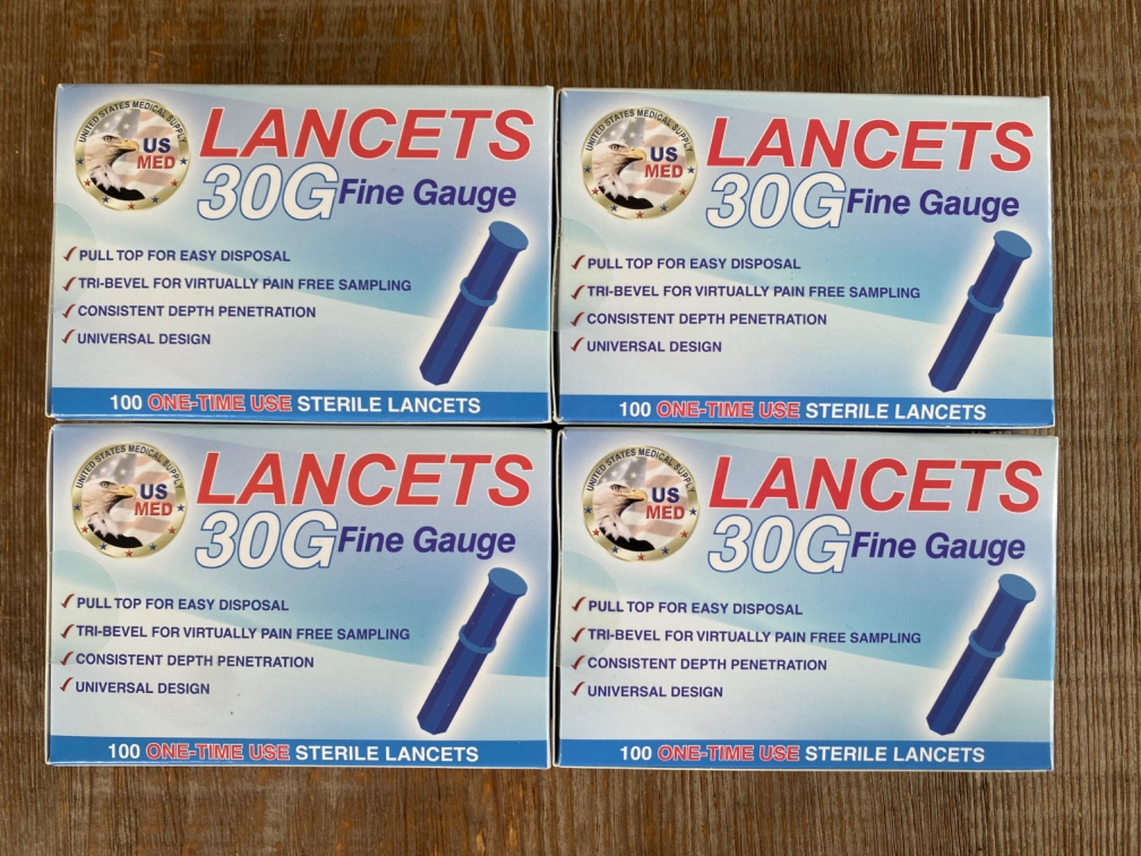 4x US Med Medfine Lancets 30G Fine Gauge Box of 100 400 total Exp 2022 Sealed
