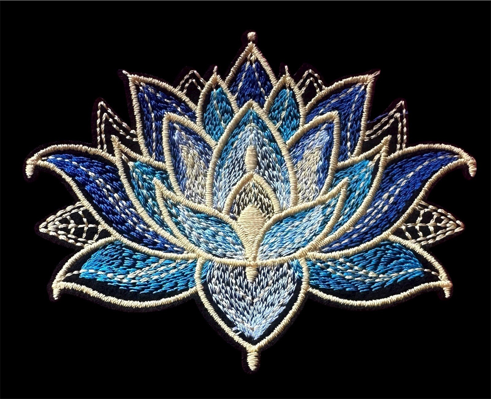 Lotus Flower iron on patch applique 3 x 4 inch FREE SHIPPING