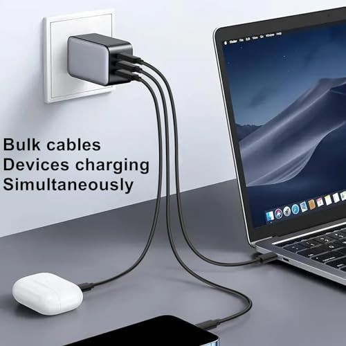 -Pack USB C Charger Cable,1ft Bulk Short Cables, Multipack 60W Fast 10 Black