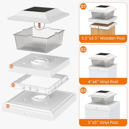 Solar Post Cap Lights Outdoor Flickering Flame Light Fit for 8 Pack White