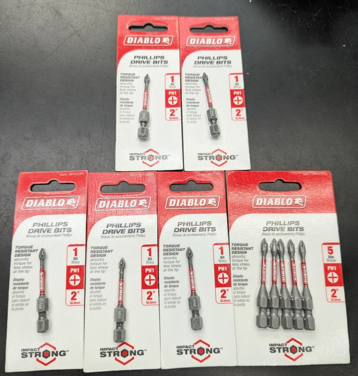 10 New DIABLO PHILLIPS Screwdriver Bits PH1 X 2" long - Free Ship