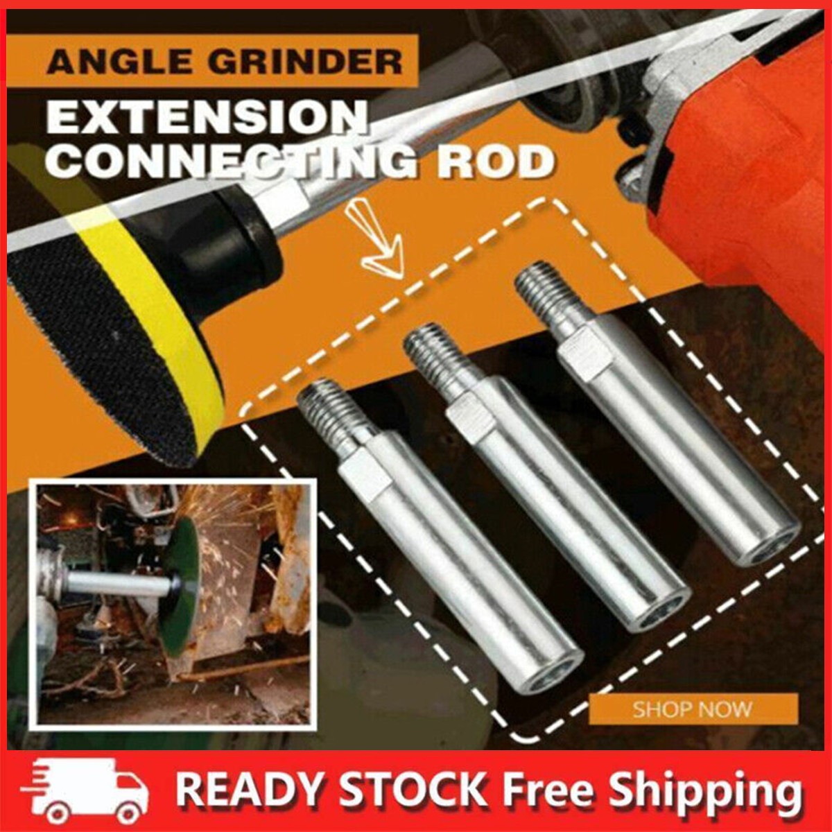 3Pcs Angle Grinder Adapter Rod Kit Extension Rod M14 Adapter Rod Polishing Tool