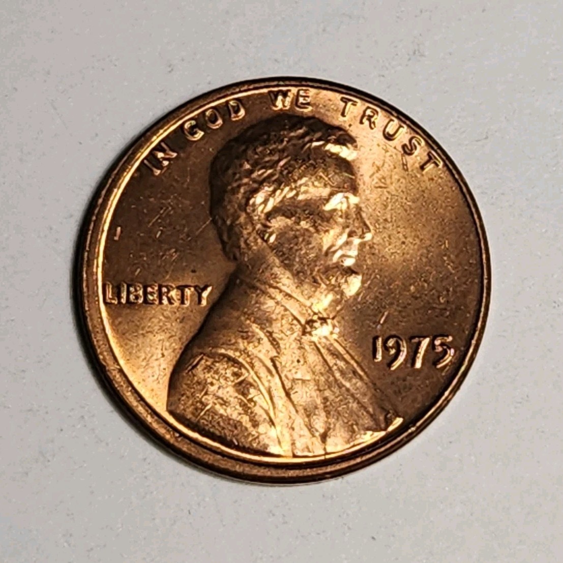 1975 Lincolnl Cent,Misaligned Die, Doubled Die Reverse, DDR, Mint RD
