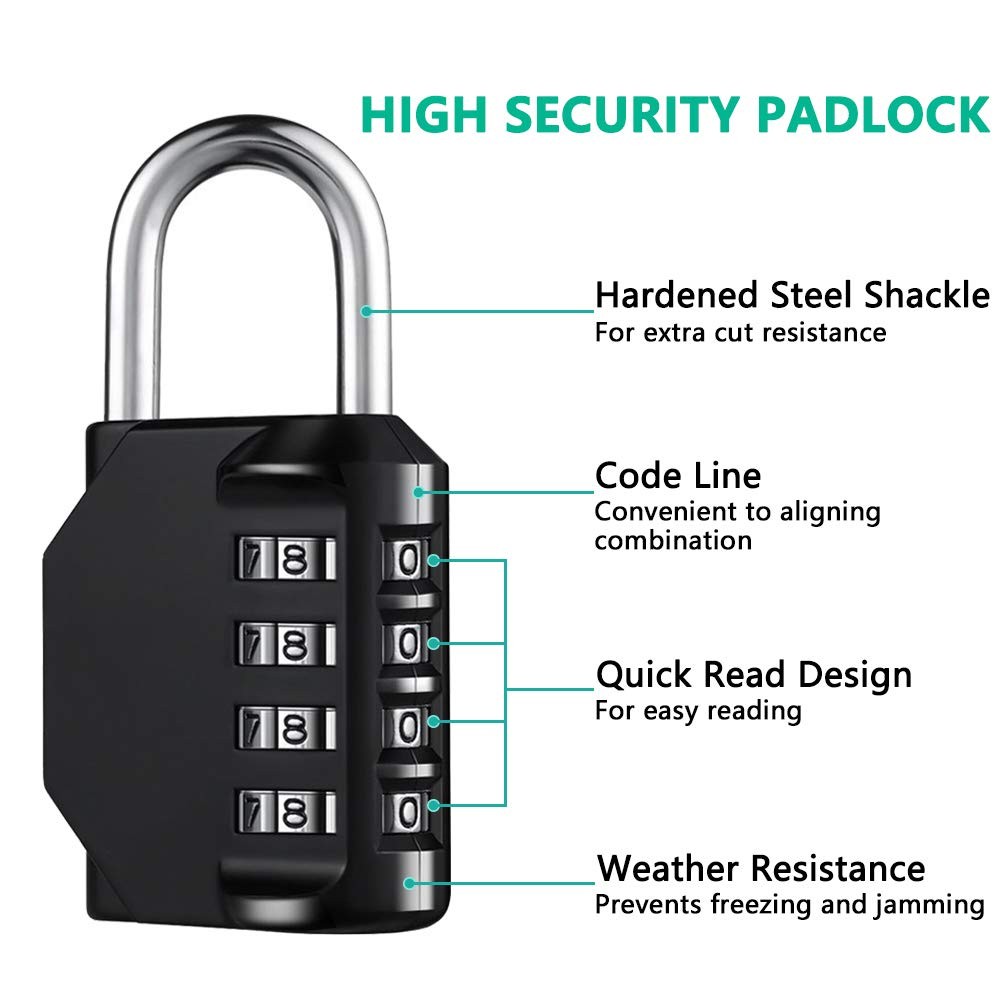 Combination Lock Resettable 4 Digit Padlock with Combination, AIHYTU Waterproof