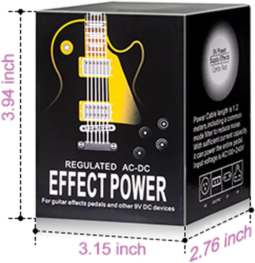 Guitar Pedal Power Supply Adapter 9V DC 2A with 8 Way Daisy Chain Cable 2000Ma