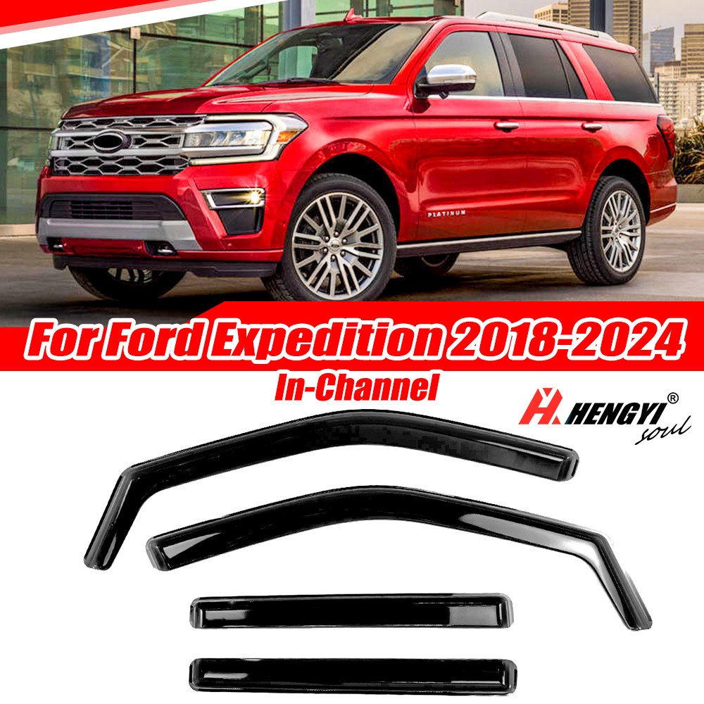 In-Channel For Ford Expedition 2018-2024 Rain Guard Vent Deflectors Window Visor