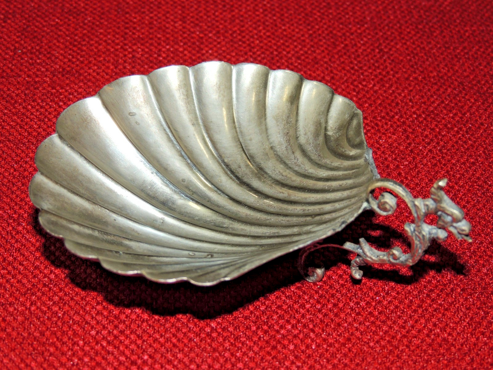 Vintage Clam Shell Footed Candy Nut, Keys Trinket Dish w/ Dragon Handle - Unique