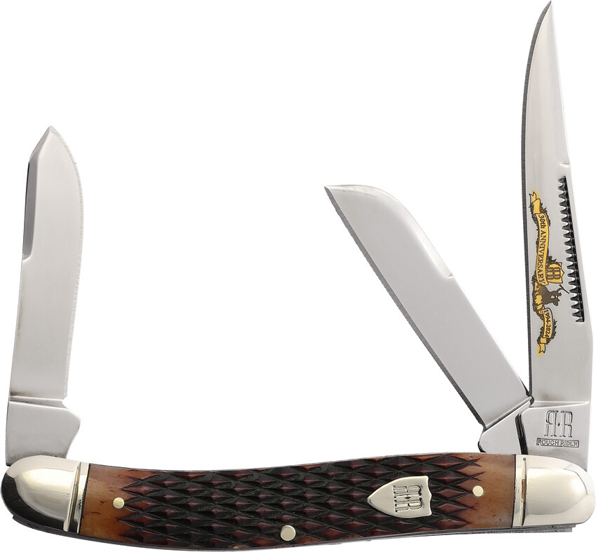 Rough Ryder 30th Anniversary Stockman Brown Folding Stainless Knife 2629