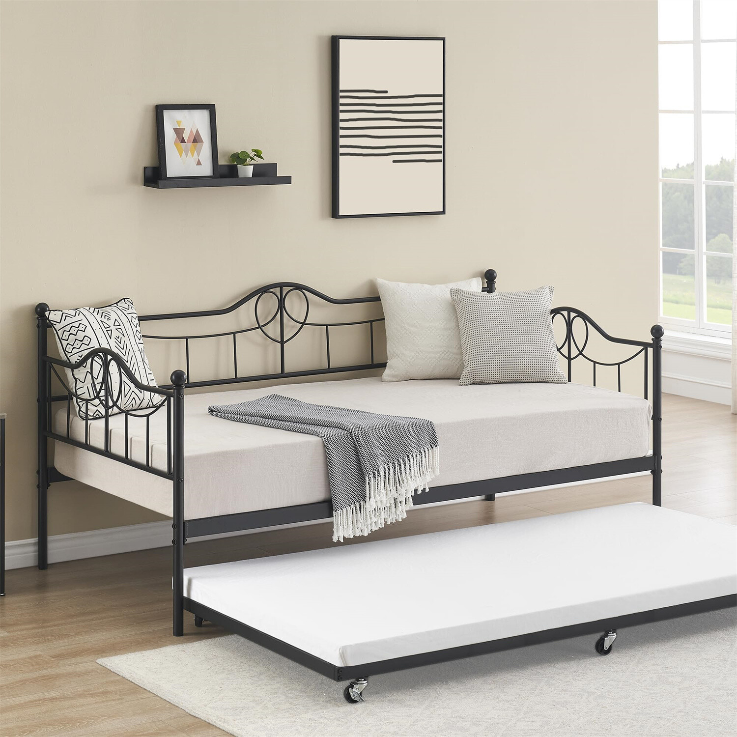 Sofa Bed Daybed and Trundle Twin Daybed with Pull Out Trundle Platform Bed Frame