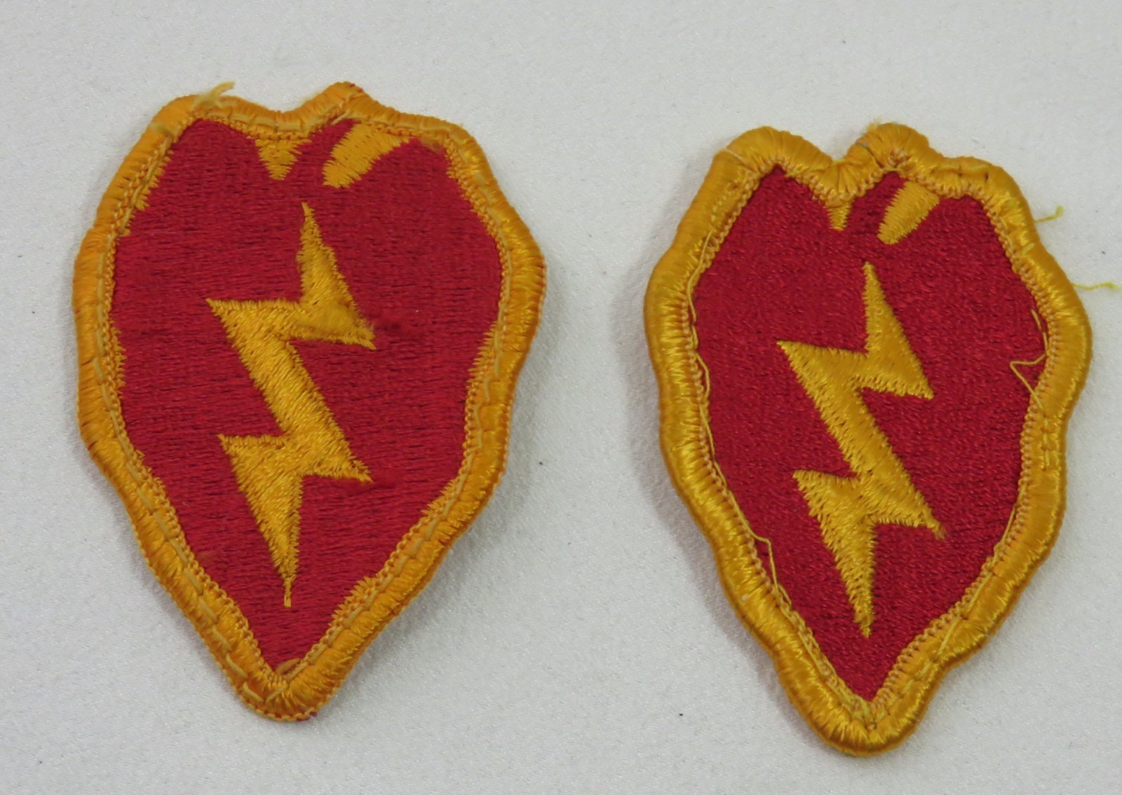 Army Military Patch set 25th Infantry Division Set of 2 Red & Yellow - Gold