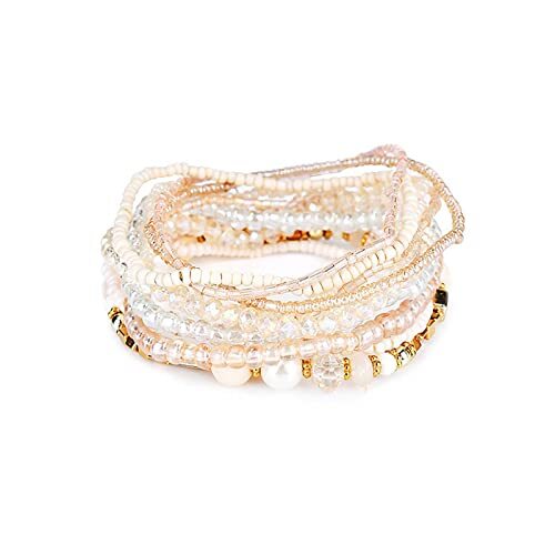 Fuqimanman2020 Bohemian Crystal Beaded Stackable Bracelets Handmade Colorful E