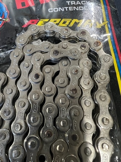 ! VINTAGE OLD SCHOOL UNUSED KHC CHAIN CHROME INCLUDES MASTER LINK SOME LINK RUST