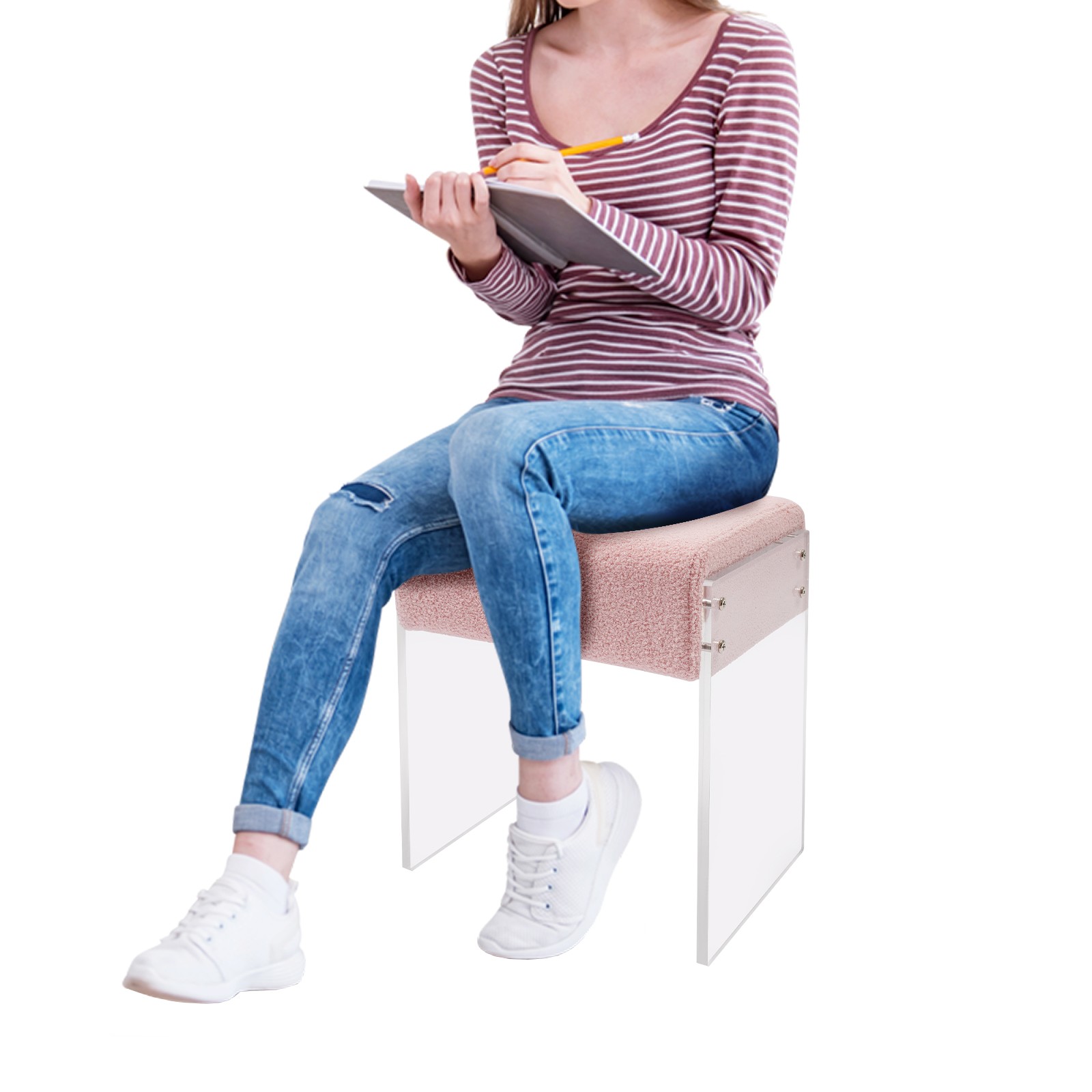 Makeup Stool Modern Minimalist Multi-functional Vanity Acrylic Chair w/ Cushion