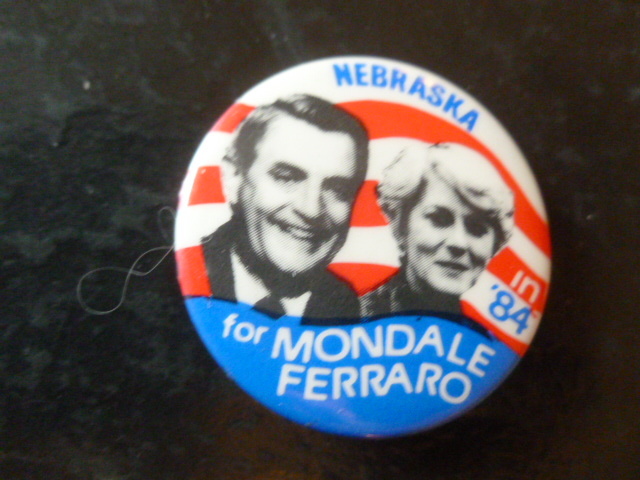 Nebraska Presidential Pin Back Mondale Ferraro Political Campaign Button Badge