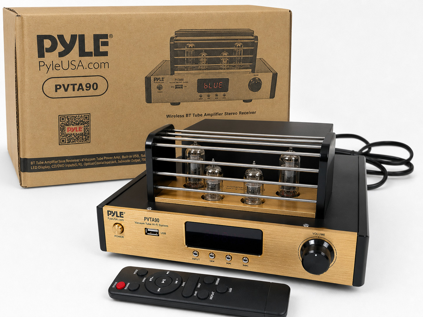 Pyle PVTA90 Wireless Bluetooth Tube Amplifier Stereo Receiver 700W USB