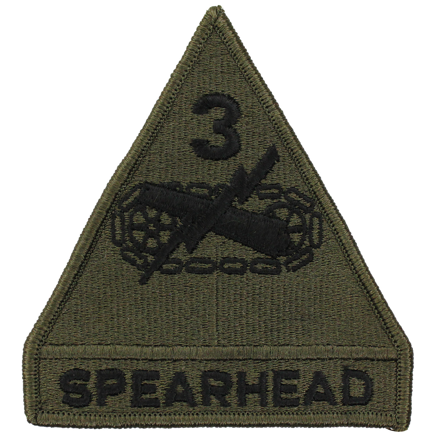Army 3rd Armored Division Subdued Olive Drab & Black Patch ( 3 1/2" x 4" ) P453A