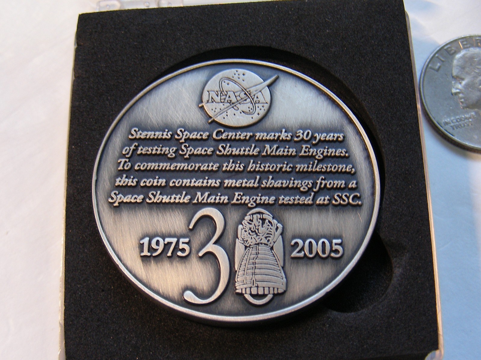 Stennis Space Shuttle Main Engine 30 Years Testng Medal SSME Metal Shavings NASA