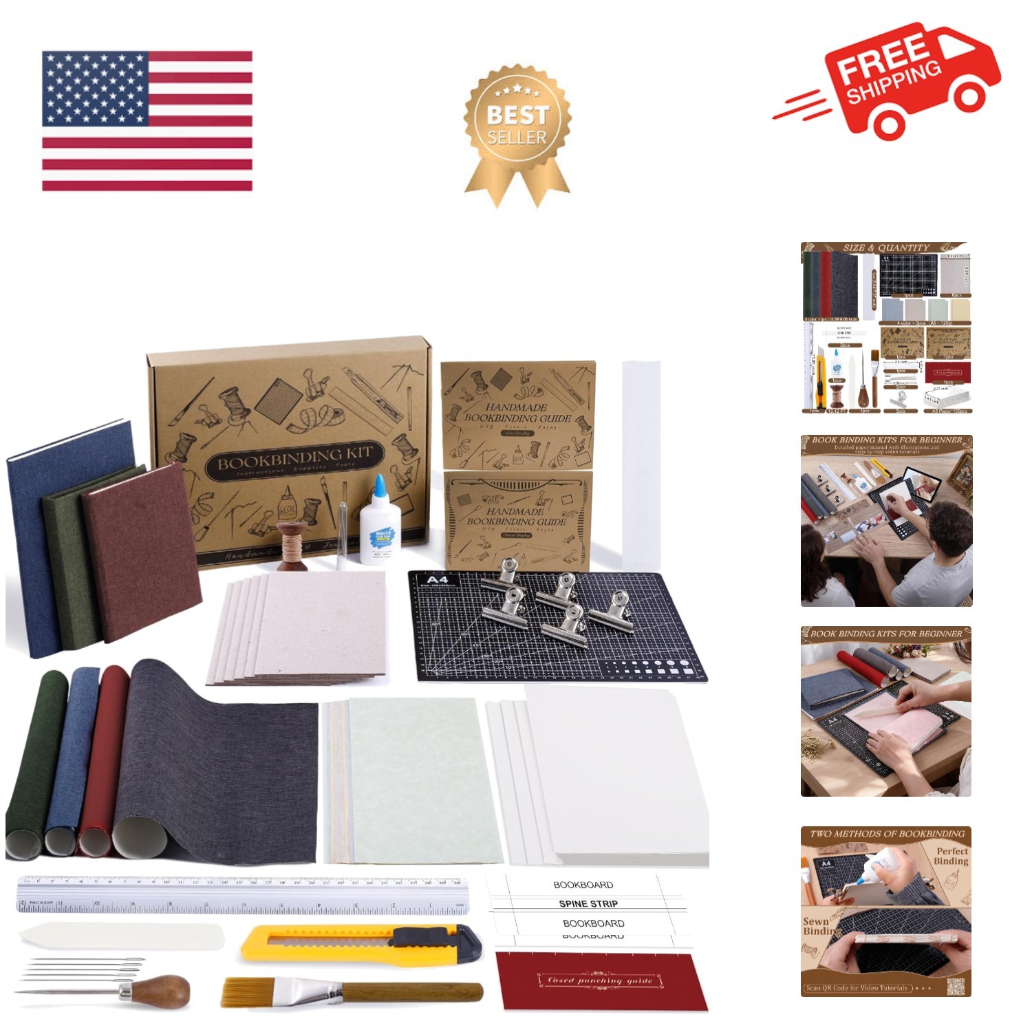 145Pcs Book Binding Kits for Beginners, Book Making Kit Bookbinding Supplies ...