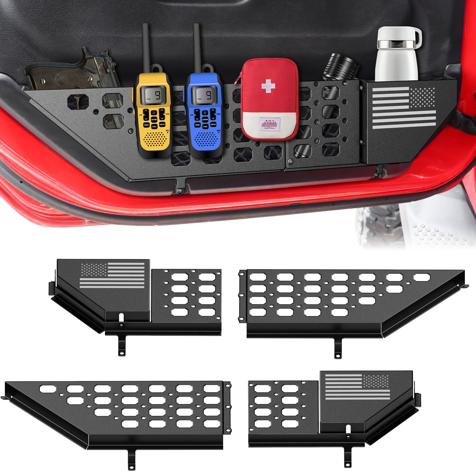 DIAMOOKY Metal Front Door Pocket Storage for Jeep Wrangler JL JLU 2018-2026