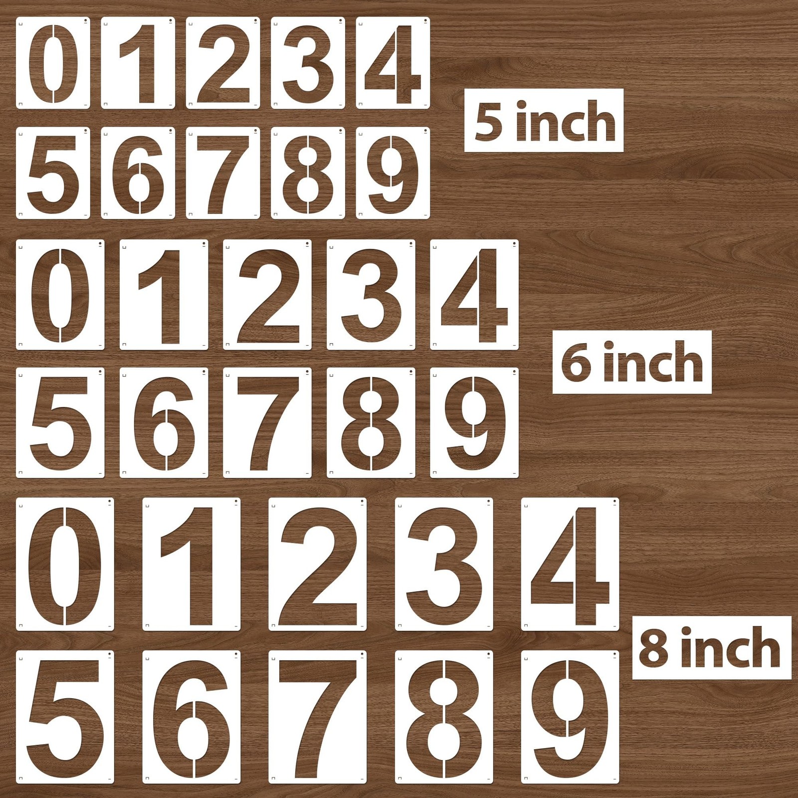 5,6,8 Inch Number Stencils, 30Pcs Plastic Reusable Washable Curb Stencil Kit ...