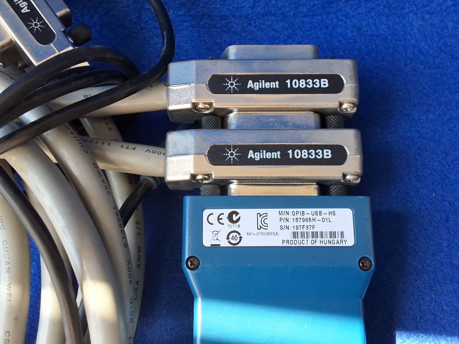 National Instruments GPIB-USB-HS Interface Adapter w/ Agilent 10833B cables.