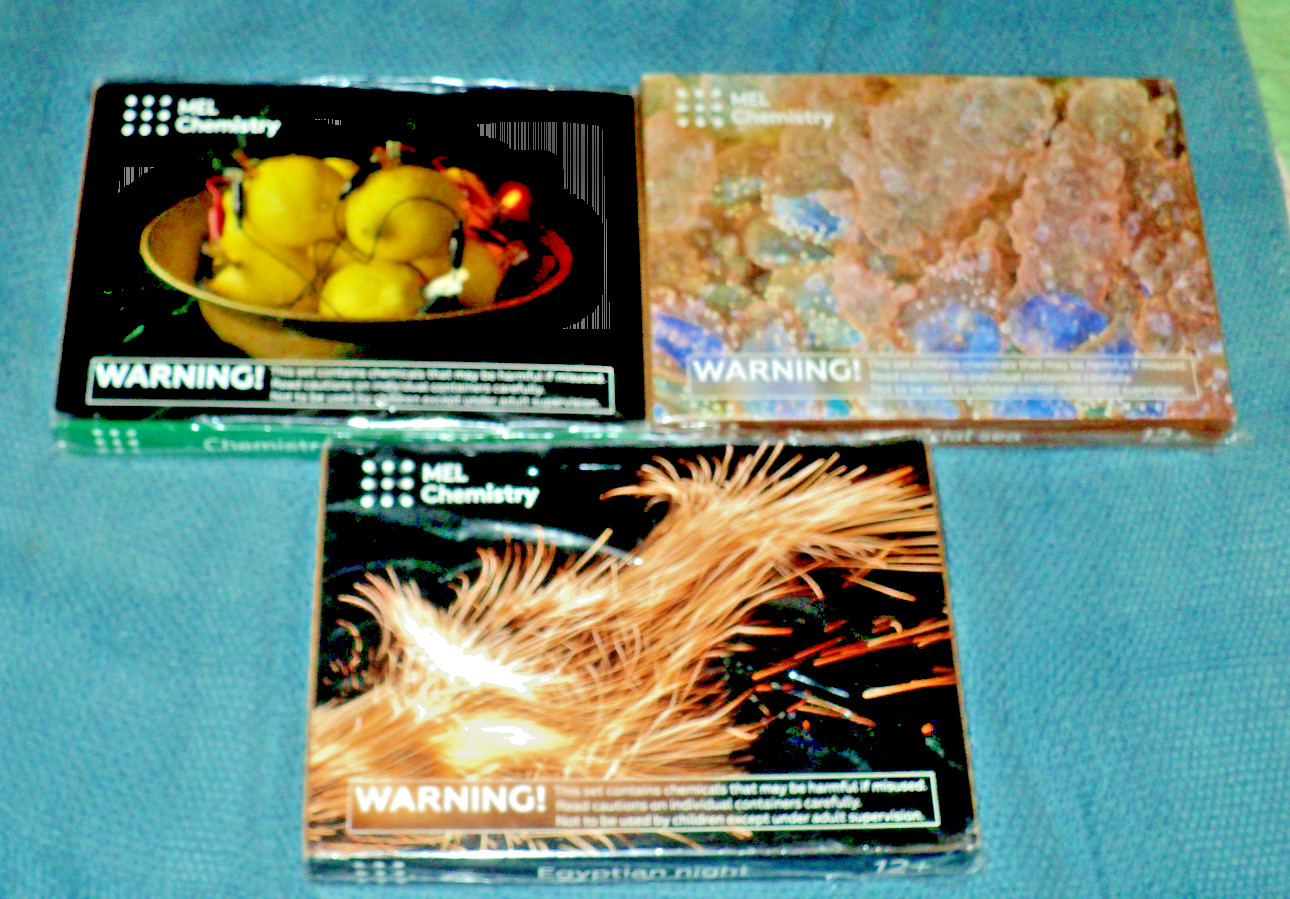 3 MEL CHEMISTRY KITS: Artificial Sea, Egytian Night, Electricity: BRAND NEW Lot