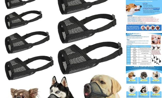 Dog Muzzle Suits for Small Medium Large Dogs, Black Full Size 7 PCS(XXS-XXL)