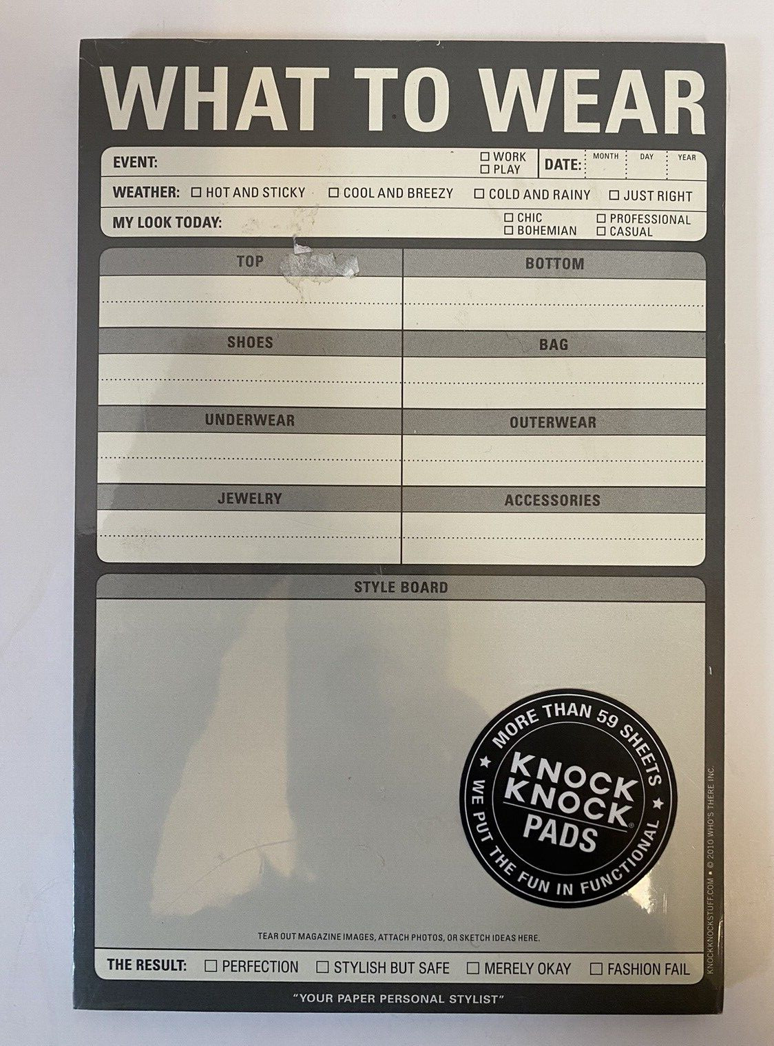 Knock Knock WHAT TO WEAR clothing decision Notepad 60 sheets