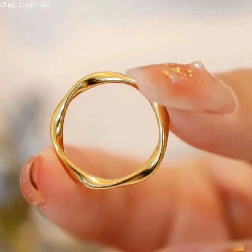 Pure 999 24K Yellow Gold Rings Twist Men Women Charm Jewelry US Size 5/6/7/8/9