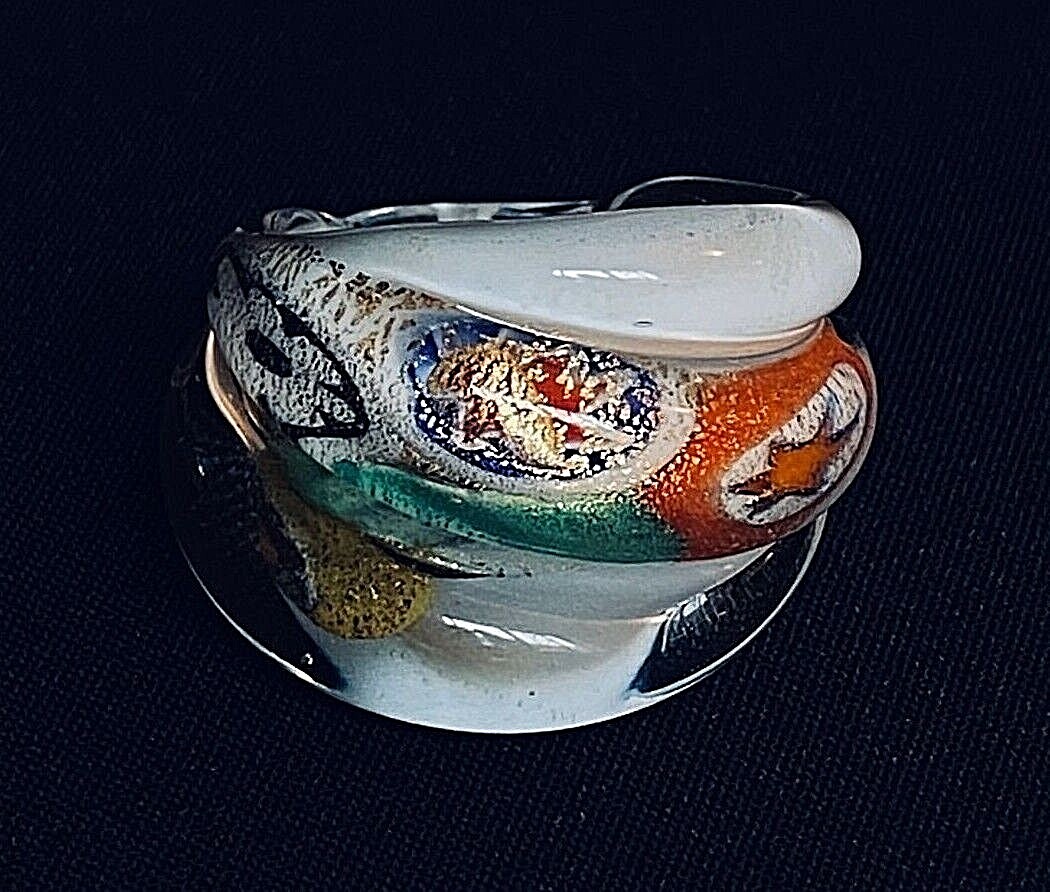 MILLEFIORI Murano glass ring 24K gold leaf Mothers Day Gift Birthday Teacher